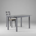 Modern 59-inch extendable dining table in a dark gray finish, expanded to seat up to 8 people with solid rubberwood legs.