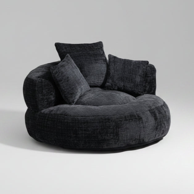 COOLMORE oversized lazy sofa bean bag chair upholstered in soft chenille fabric with a high backrest and three plush support pillows.