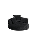 COOLMORE oversized chenille lazy sofa bean bag chair with high back and 3 pillows in a modern bedroom setting
