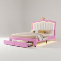 Full size princess bed frame with LED lights and crown headboard