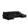 GOMYWAY U-shaped modular sectional sofa with double chaise in soft chenille fabric for modern living rooms
