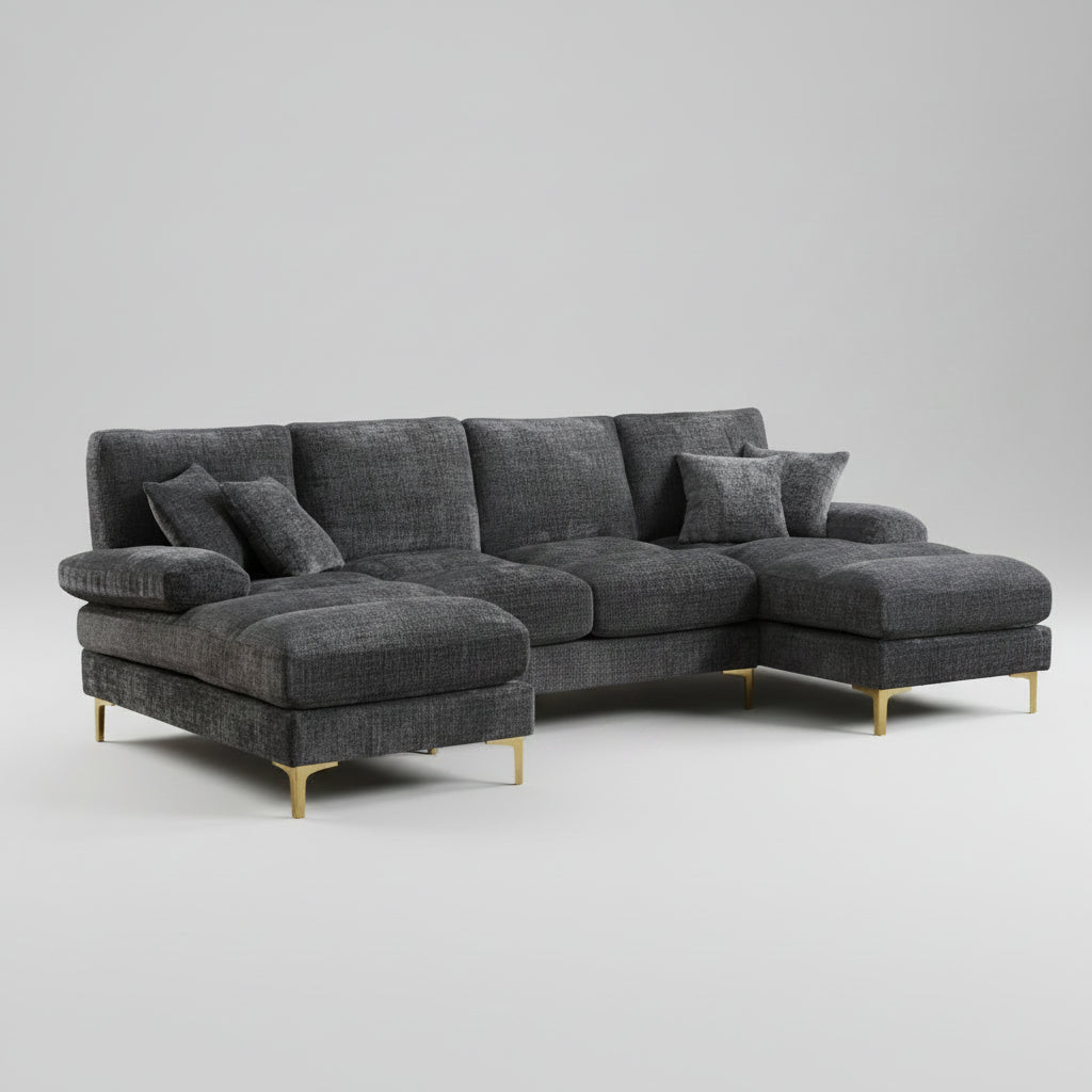 Spacious GOMYWAY U-shaped double chaise sectional sofa styled in a contemporary home