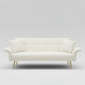 Multi-position adjustable beige velvet sleeper sofa bed crafted with a sturdy eucalyptus wood frame for studio apartments.