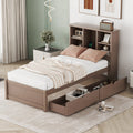 Modern twin size bed frame with USB charging port and drawers
